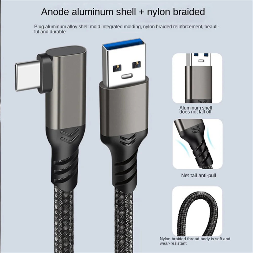 For Oculus Quest 1 / 2 1m 3A USB3.2 Gen2 Fast Charging Link Cable VR Headset USB-A to USB-C 10Gbps Data Transfer Cord - 6