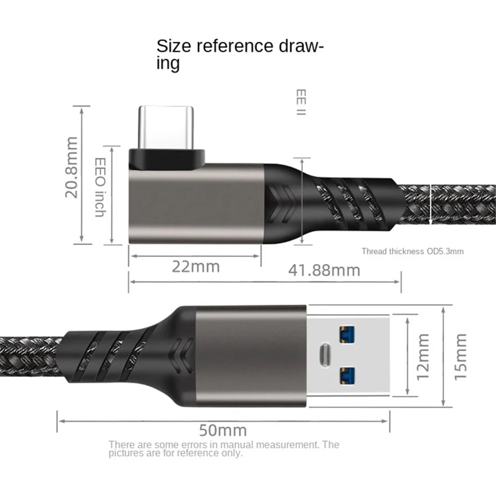 For Oculus Quest 1 / 2 1m 3A USB3.2 Gen2 Fast Charging Link Cable VR Headset USB-A to USB-C 10Gbps Data Transfer Cord - 7