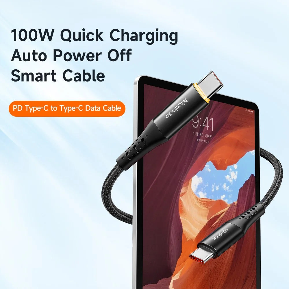MCDODO CA-3460 for iPhone 15 Series 1.2m 100W Quick Charging Auto Power Off Smart Cable PD Type-C to Type-C Data Cable - 2