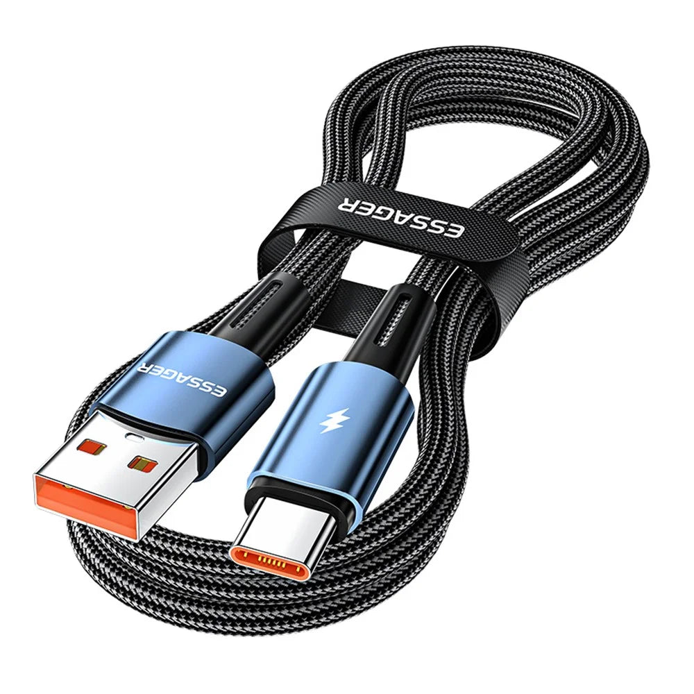 ESSAGER 1m USB to Type-C Data Transmission Cable 120W Fast Charging Cord - Blue - 1