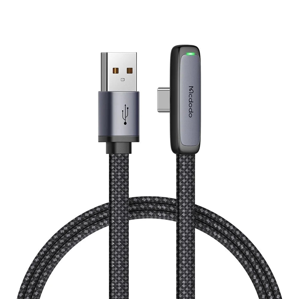 MCDODO CA-3341 MDD for iPhone 15 Series 1.8m Braided Data Cable Type-C 6A 100W Elbow Angled Charging Cord - Black - 1