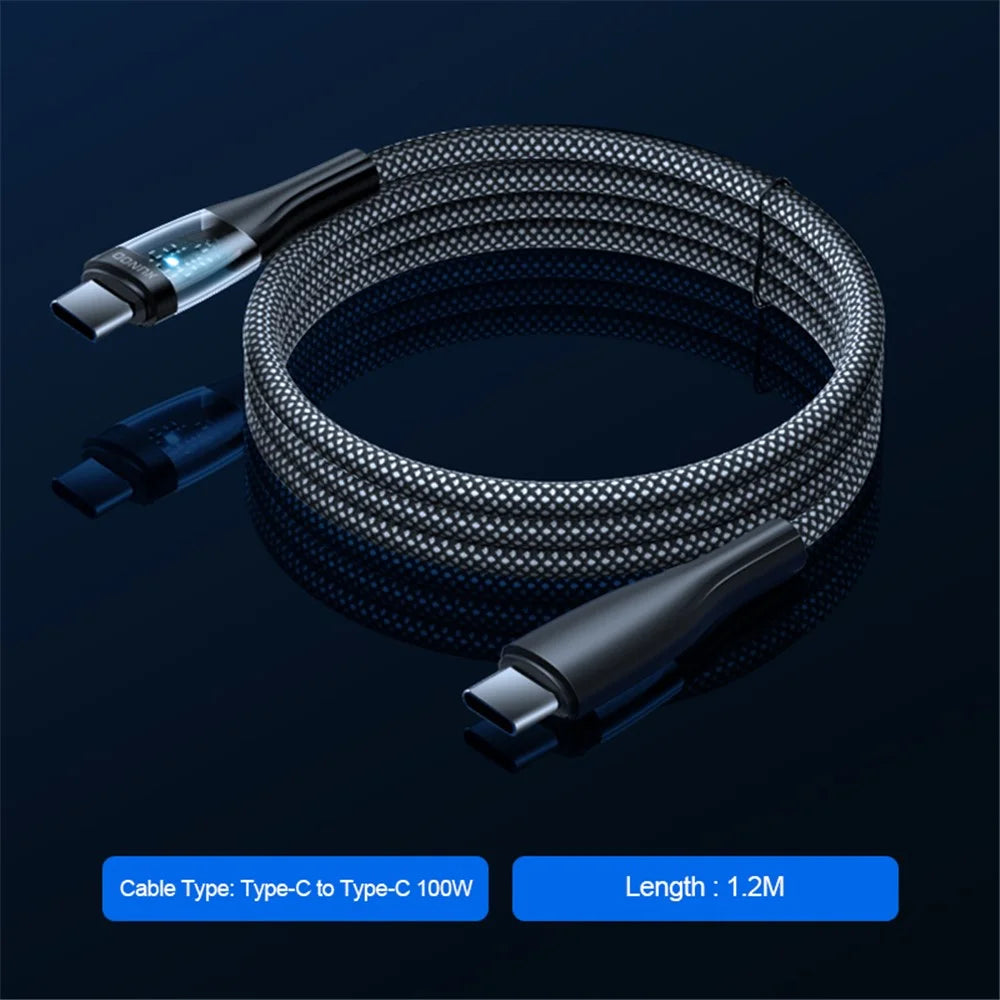 XUNDD XDDC-020 for iPhone 15 Series 1.2m 100W Fast Charging Cable Type-C to Type-C Data Transmission Clear Braided Cord - 2