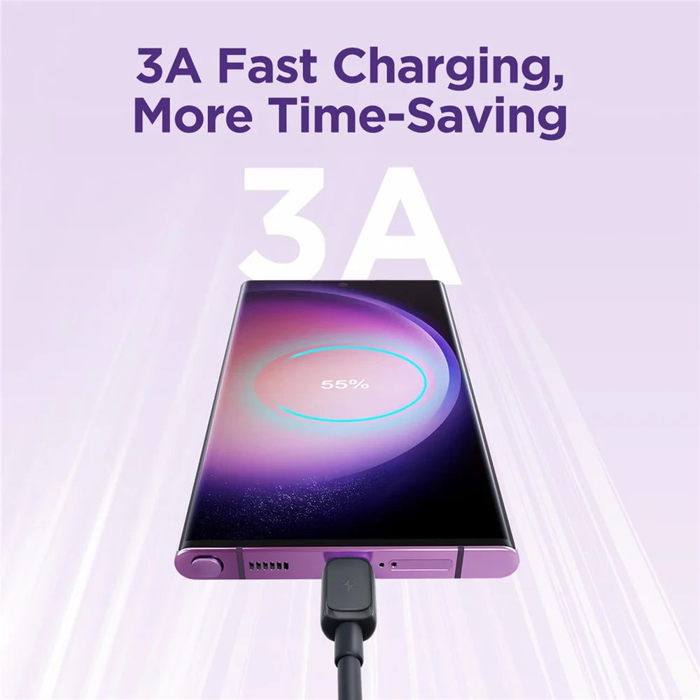 JOYROOM S-AC027A14 Multi-Color Series for iPhone 16-15 Series 1.2m 3A USB-A to Type-C Data Cable TPE Fast Charging Cord - Black - 2