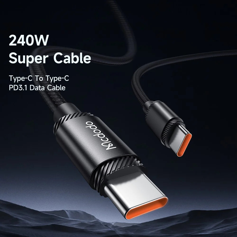 MCDODO CA-3681 MDD for iPhone 15 Series 2m 240W Type-C to Type-C Charging Cable Data Transmission Phone Braided Cord - Black - 2