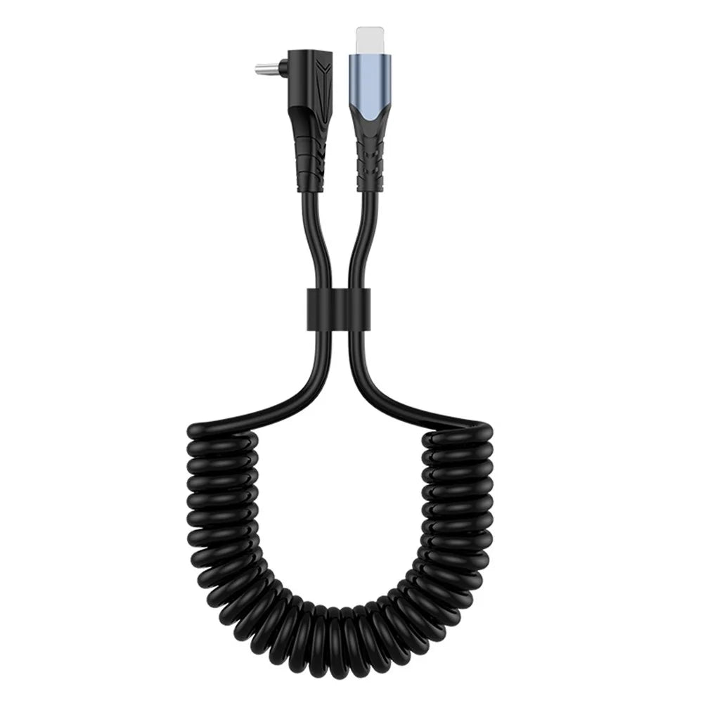 ENKAY HAT PRINCE 1.5m Type-C to Lightning Fast Charging Cable PD 27W Spring Retractable Elbow Data Cord - 1