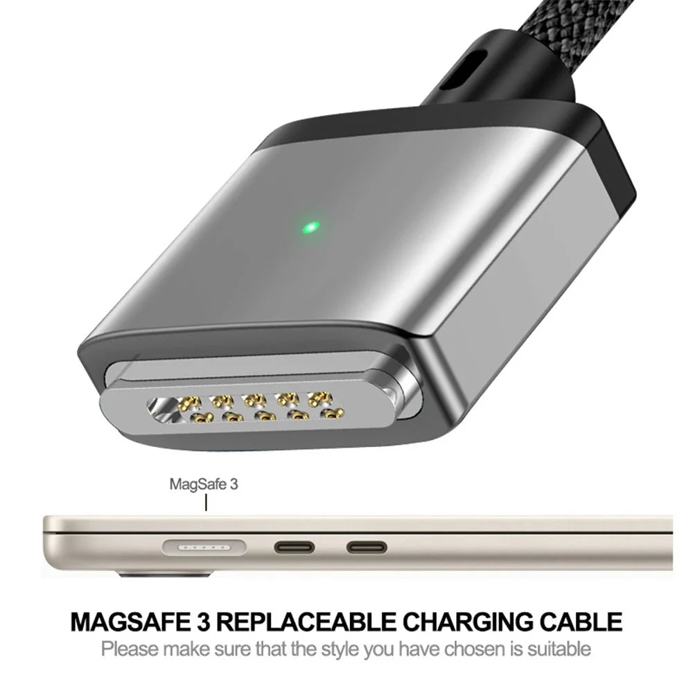 ENKAY 2m PD 140W Compatible with MagSafe 3 USB-C to Magnetic Charging Cable for MacBook - Grey - 3