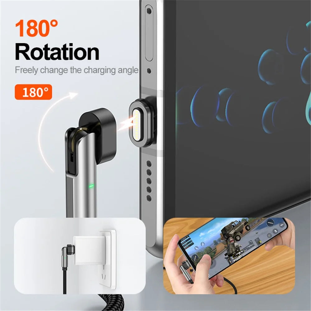 ENKAY 1m USB-C to Type C / iP 2-in-1 PD 100W / 27W 180 Degree Rotation Magnetic Charging Cable - 2