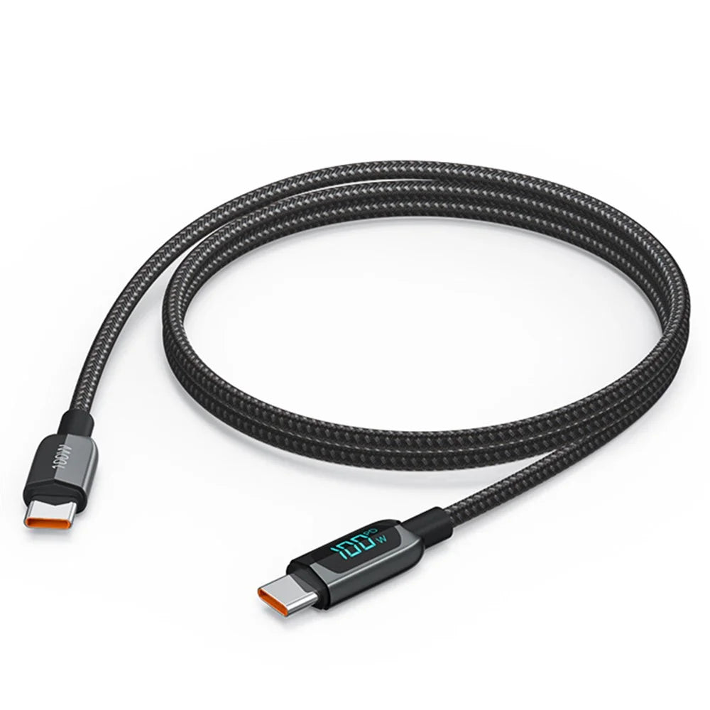 CABLECREATION CC1215 for iPhone 15 Series 1m PD 100W Type-C to Type-C Data Cable Nylon Braided Digital Display Fast Charging Cord - 1