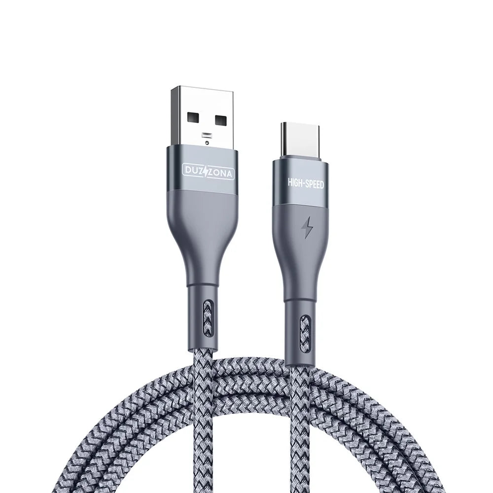 DUZZONA A8 for iPhone 15 Series 1m USB-A to Type-C 480Mbps Data Cable Nylon Braided Phone Charging Cord - 1