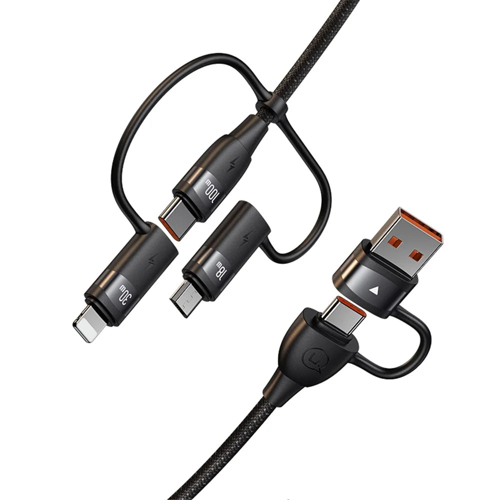 USAMS US-SJ645 U85 USB-A to Type-C to Type-C+8Pin+Micro 6 in 1 PD 100W Fast Charging Cable 1.2m Aluminium Alloy Data Cord - Purple - 2