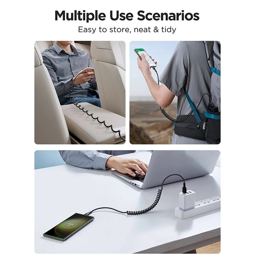 JOYROOM SA38-CL3 Easy-Travel Series for iPhone 15 Series Type-C to 8Pin 30W Fast Charging Cable Coiled Data Cable, 1.5m for iPhone iPad - 7