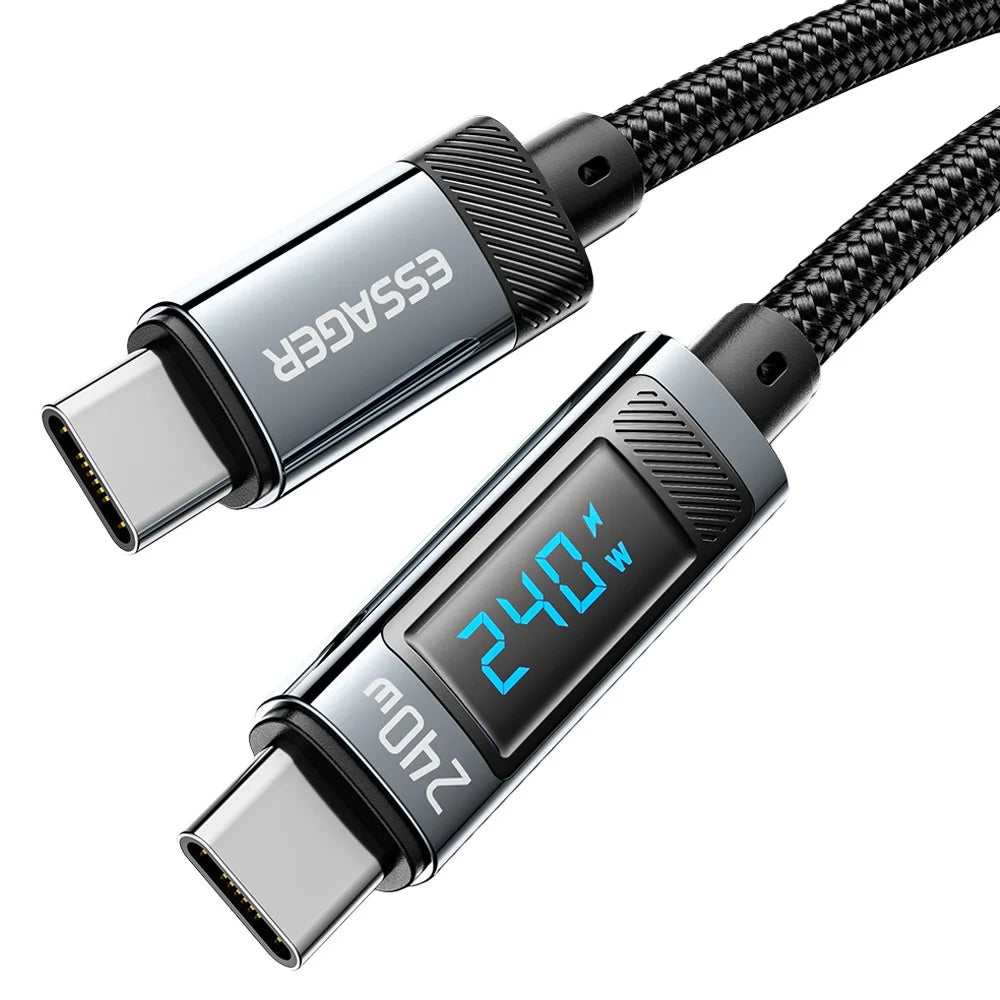 ESSAGER ES-X47 2m Type-C to Type-C Charging Cord 240W Digital Display Quick Charging Data Cable - 1