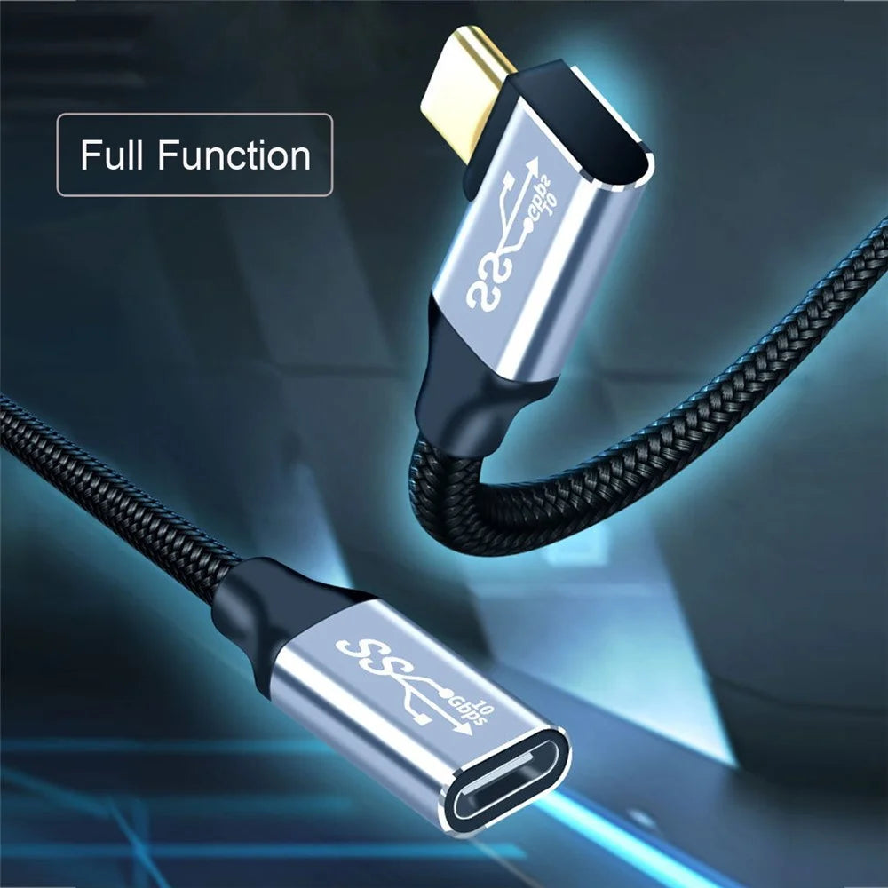 UC-058-RI-2.0M 2m 90 Degree Right Angled USB-C USB 3.1 Male to Female Cable Alloy Connector Extension Cable - 4