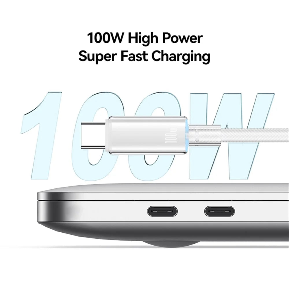 USAMS Cloud Series US-SJ660 1.2m Type-C to Type-C PD 100W Fast Charging Cable with Indicator Light - White - 5