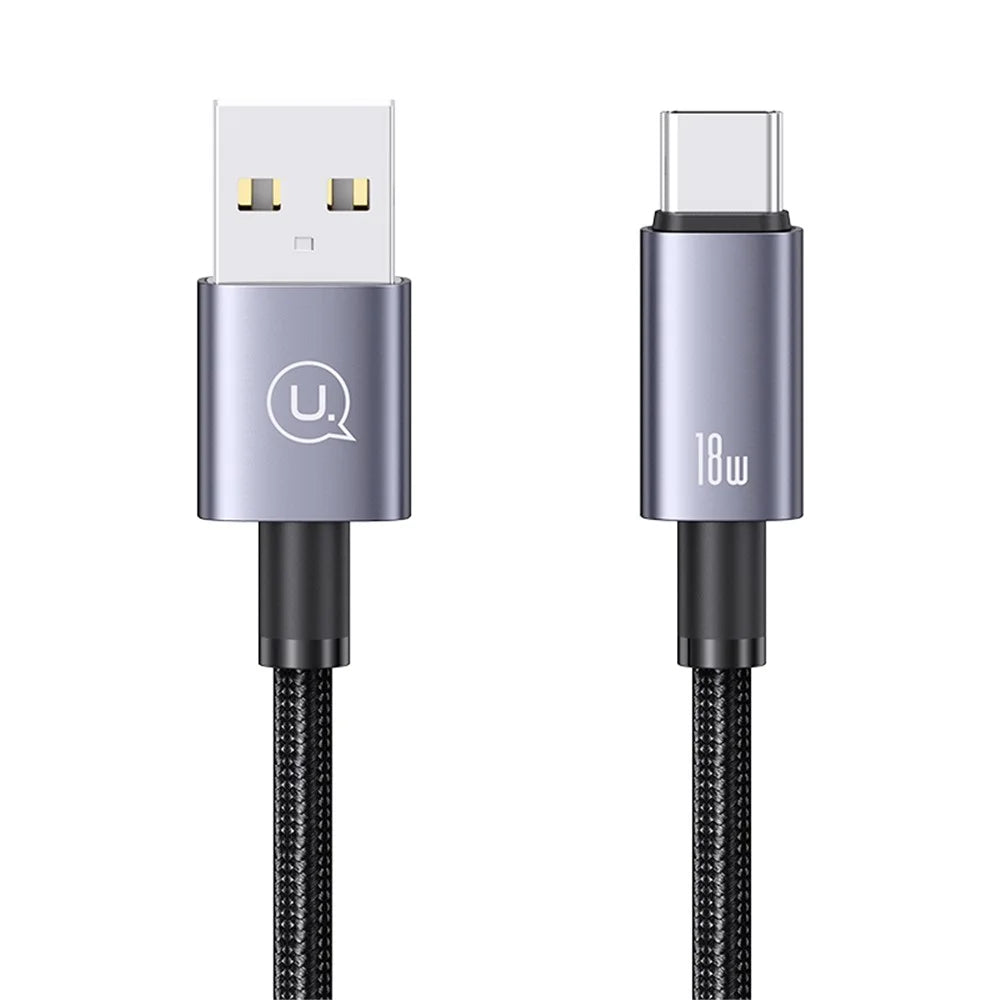 USAMS US-SJ663 Sufeng Series 1.2m USB-A to Type-C 3A Fast Charging Aluminum Alloy Data Cable - Tarnish - 1