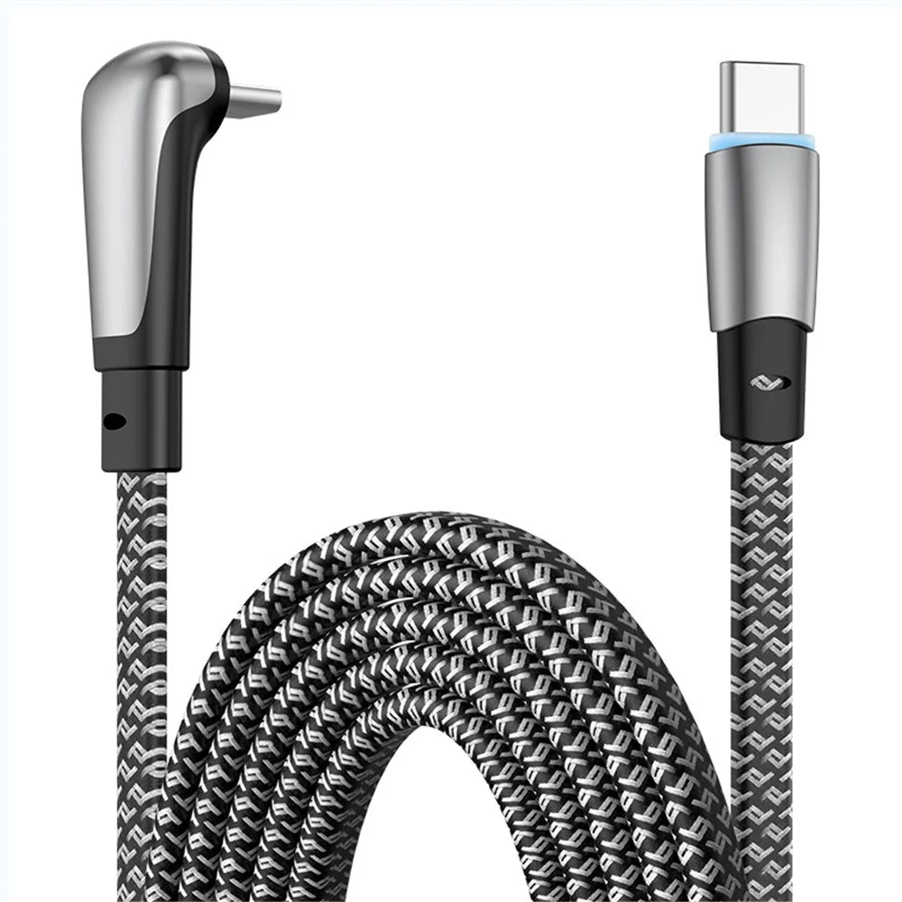 ENKAY 2m PD 65W Fast Charging Cable Angled Type-C to Type-C Flat Charging Cord - 1