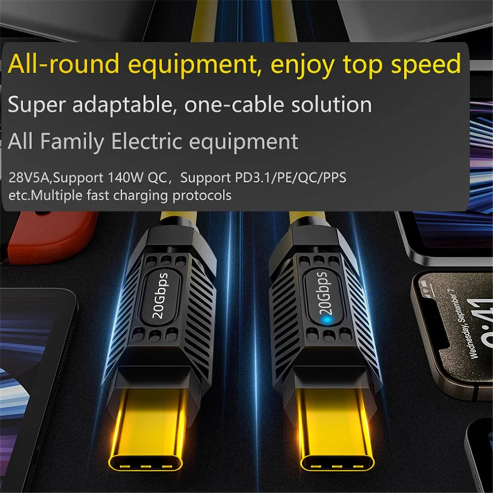 1.8m Spring Cable 20Gbps Data Transmission 8K 60Hz 140W USB3.2 Type-C Cord - 2