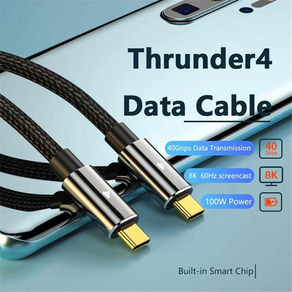 0.3m 40Gbps 8K 60Hz Thunderbolt 4 100W Fast Charging Data Cable - 2