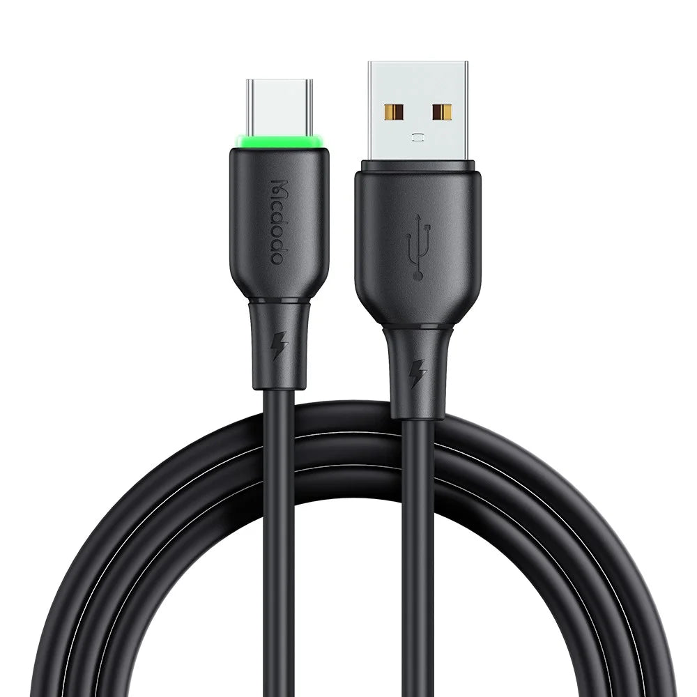 MCDODO Alpha Series CA-475 1.2m USB-A to Type-C Charging Cable 6A Silicone Data Transfer Cord - Black - 1