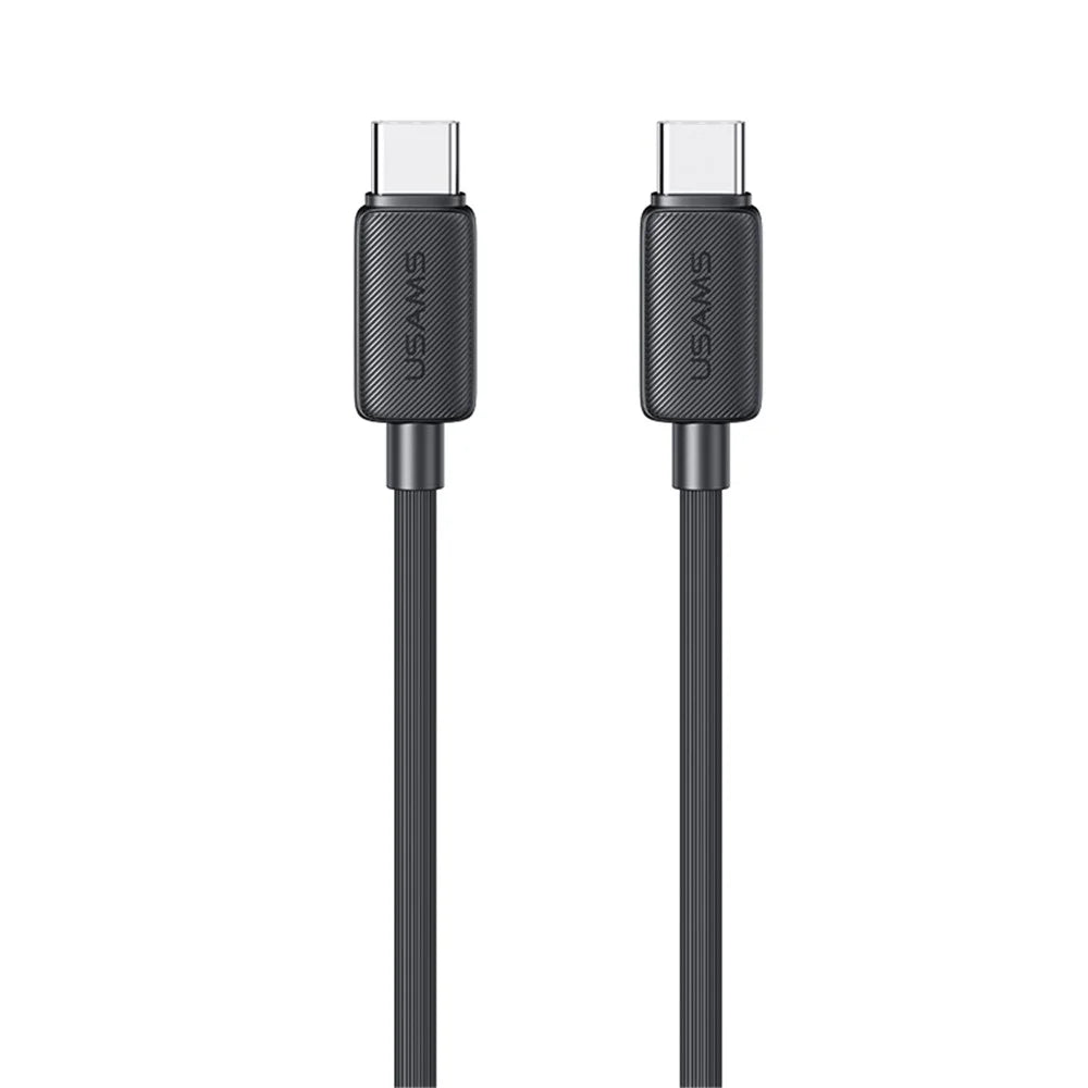 USAMS US-SJ691 1m PD 60W Charger Cord Type-C to Type-C Data Cable 480Mbps Charging Cable - Black - 1