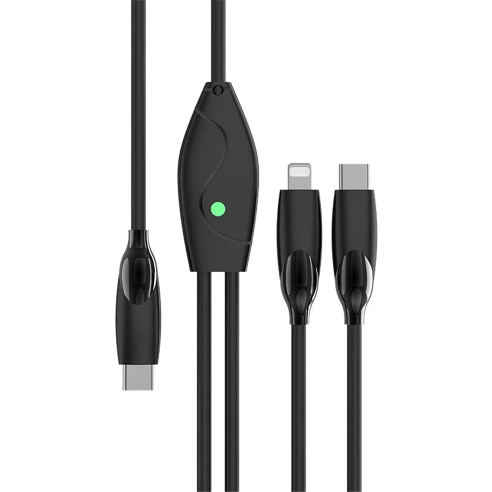ENKAY HAT PRINCE 1.2m 2-in-1 Charging Cable PD 100W Type-C to Type-C+iP Data Cord with Indicator Light - 1