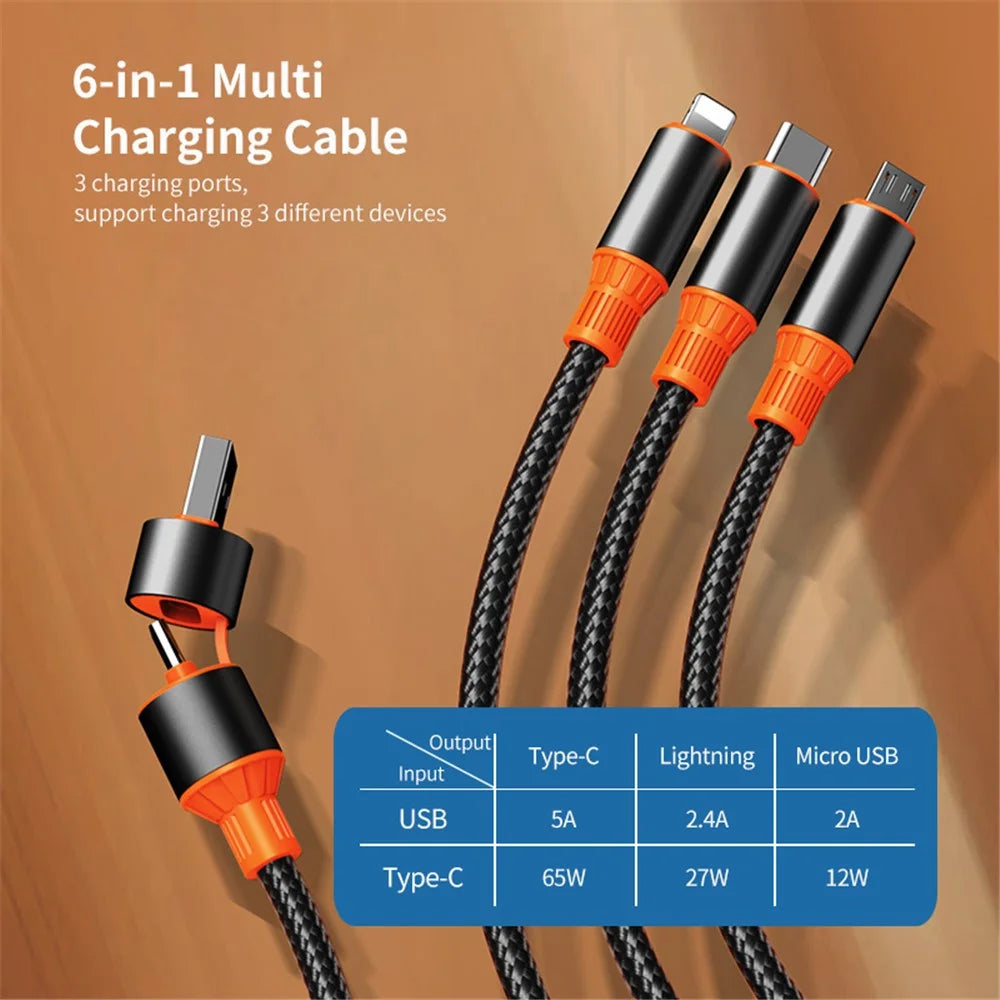 ENKAY USB / Type-C to iP / Type-C / Micro USB 5A Fast Charging Cable Nylon Braided Data Cable - 1.2m - 2