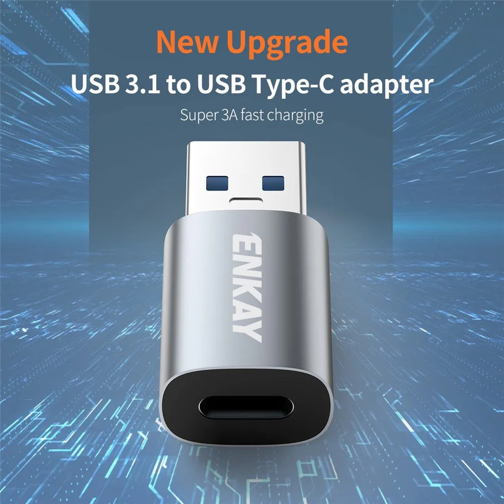 ENKAY ENK-AT118 USB 3.1 Male to Type-C Female Converter Data Transfer Fast Charging Adapter - 2