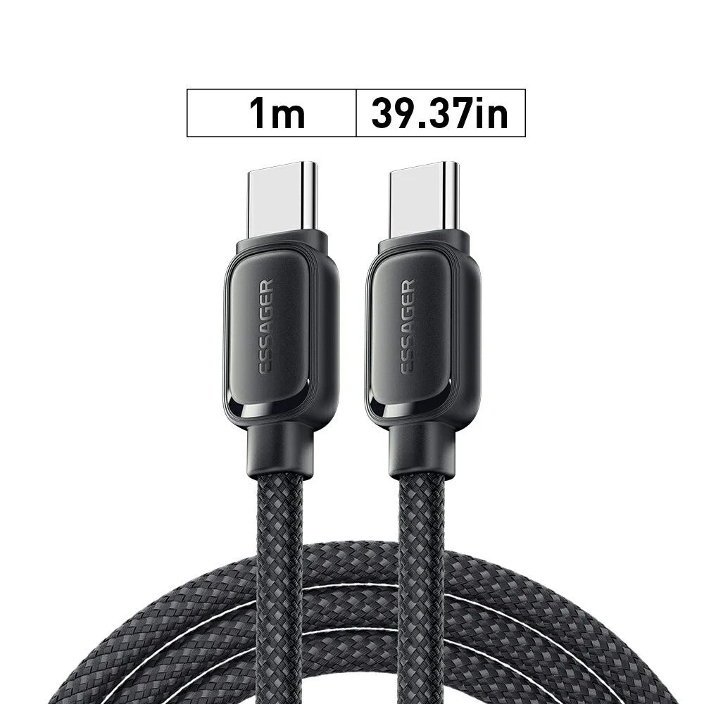 ESSAGER ES-X56 1m 100W 5A Type-C to Type-C Charging Cable Magnetic Braided Data Cord - 1