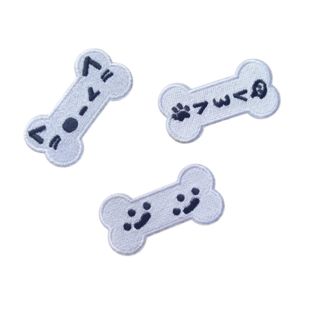 3 Pcs Cute Cartoon Expression Embroidered Patches Creative Self-Adhesive Appliques DIY Craft Decorations - 1