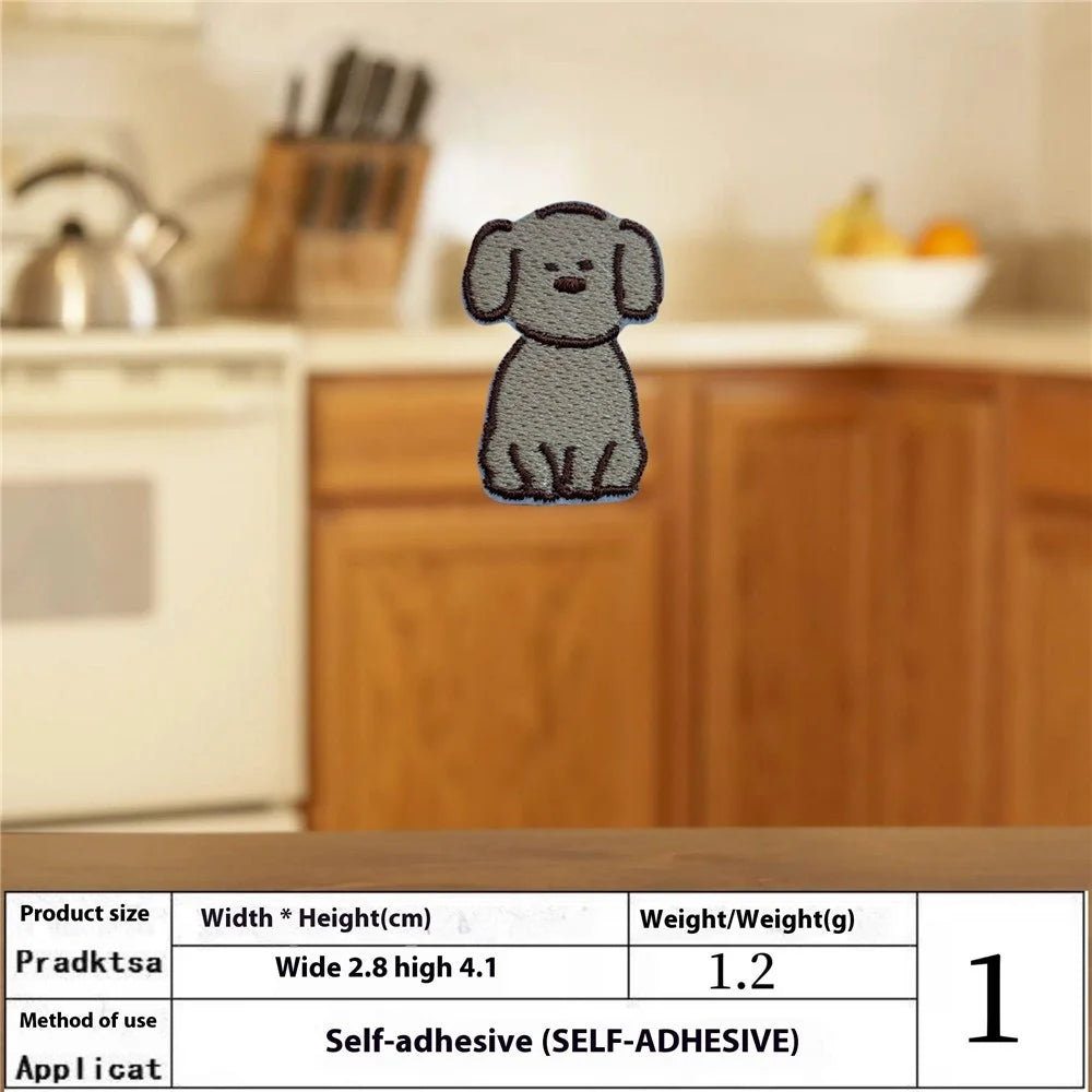 Cute Cartoon Dog Embroidered Patches Creative Self-Adhesive Appliques DIY Craft Decorations - No.1 - 2