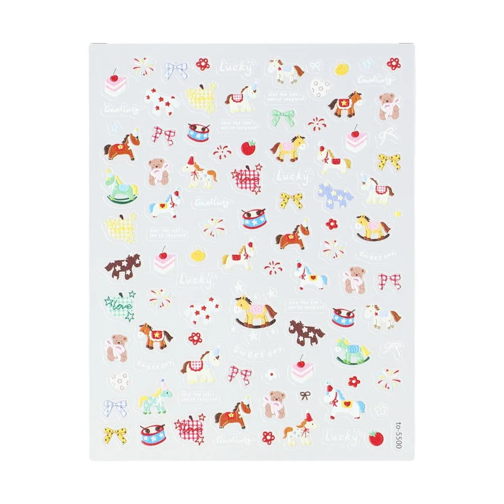 Creative 3D Embossed Decorative Stickers Cute Cartoon Decals for Phone Nail Notebook Laptop - Fireworks Pony - 1