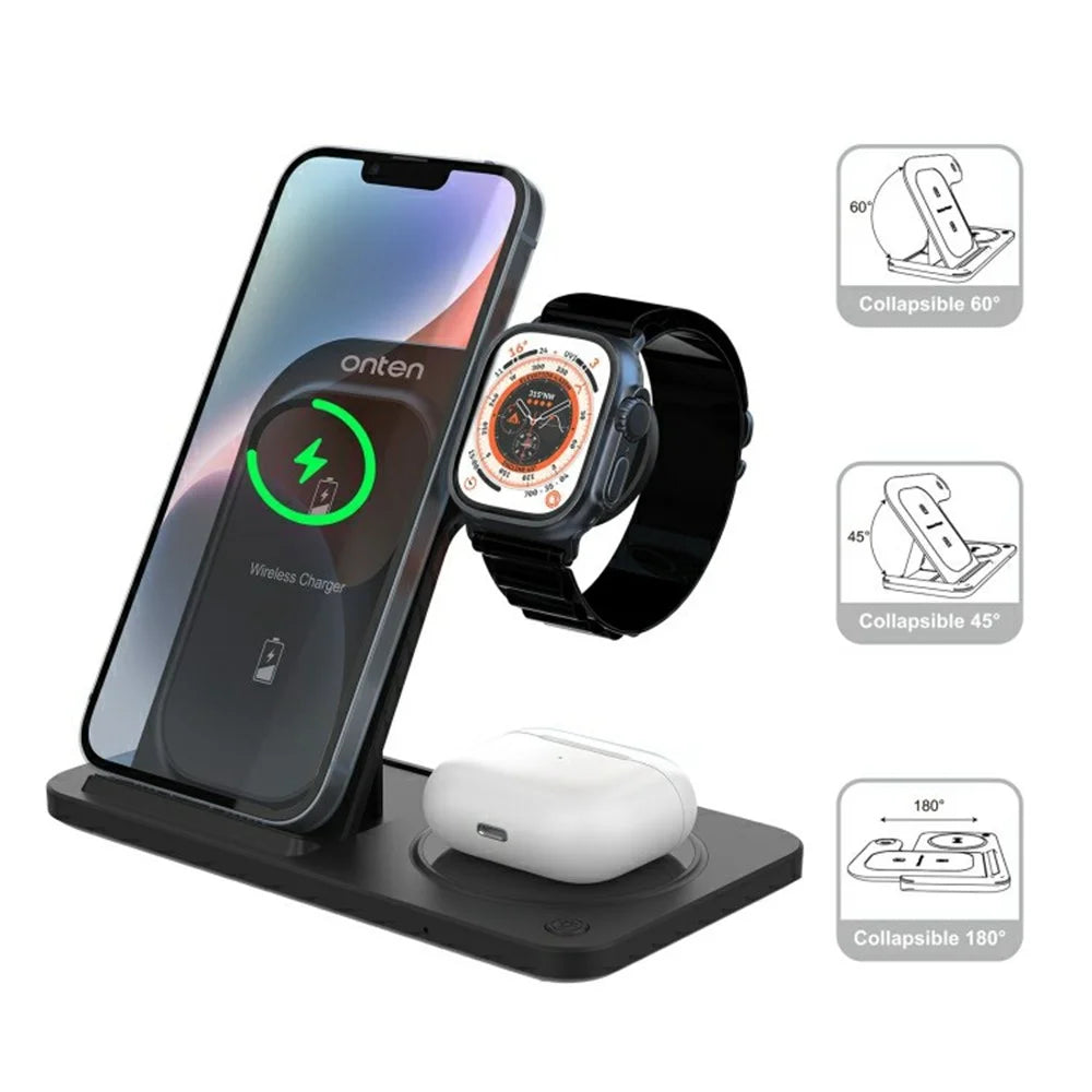 ONTEN CW11 3-in-1 Foldable Wireless Charger Fast Charging Dock for Phone TWS Earbuds Smart Watch - 5