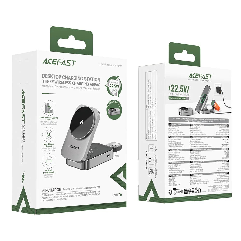 ACEFAST E22 3 in 1 Desktop Wireless Charger Foldable Charging Stand - 7