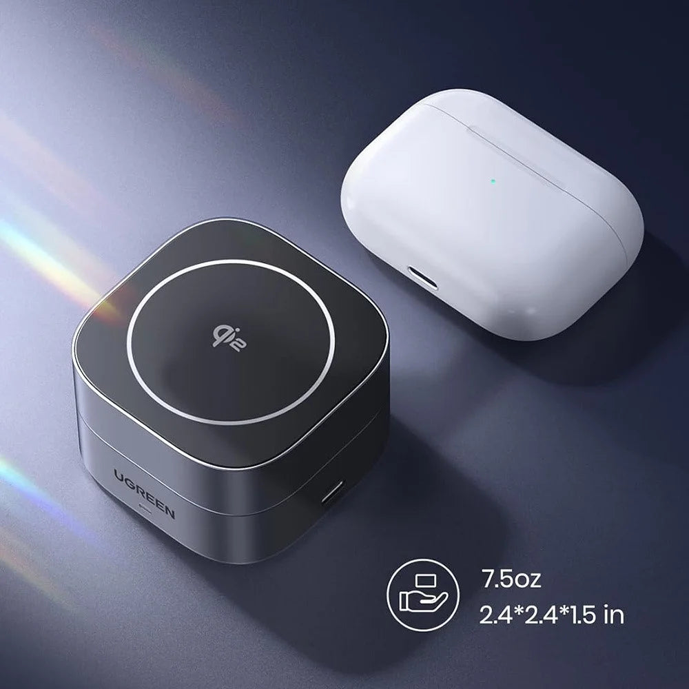 UGREEN Qi2 Magnetic Foldable 2-in-1 Fast Wireless Charger 15W Charging Stand For iPhone 16  /  15  /  14 Airpods Pro - 2