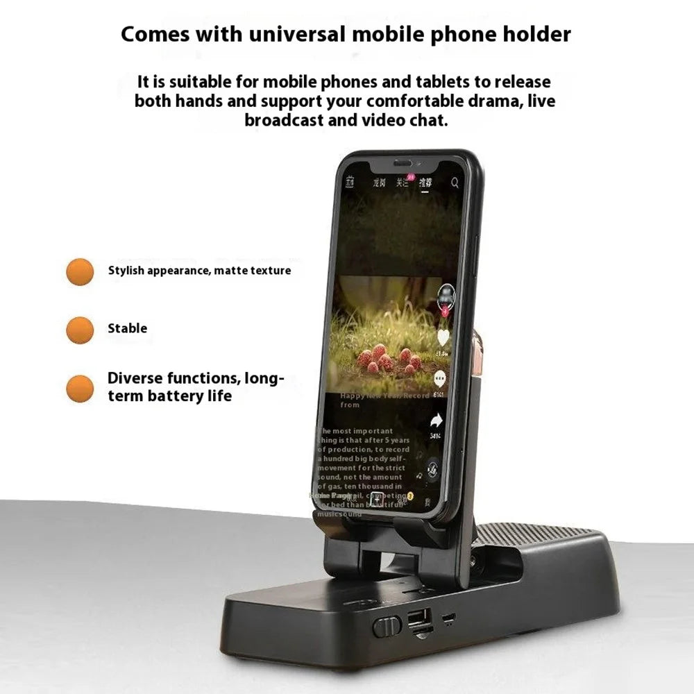 F18 Mobile Phone Holder Bluetooth-Compatible Speaker Adjustable Stand 1200mAh Portable Rechargeable - Black - 5