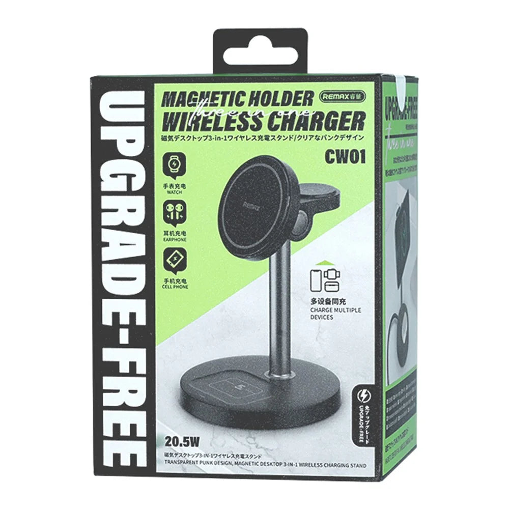 REMAX CW01 3 in 1 Wireless Charging Station 20.5W Fast Charging Desktop Magnetic Charger - 3
