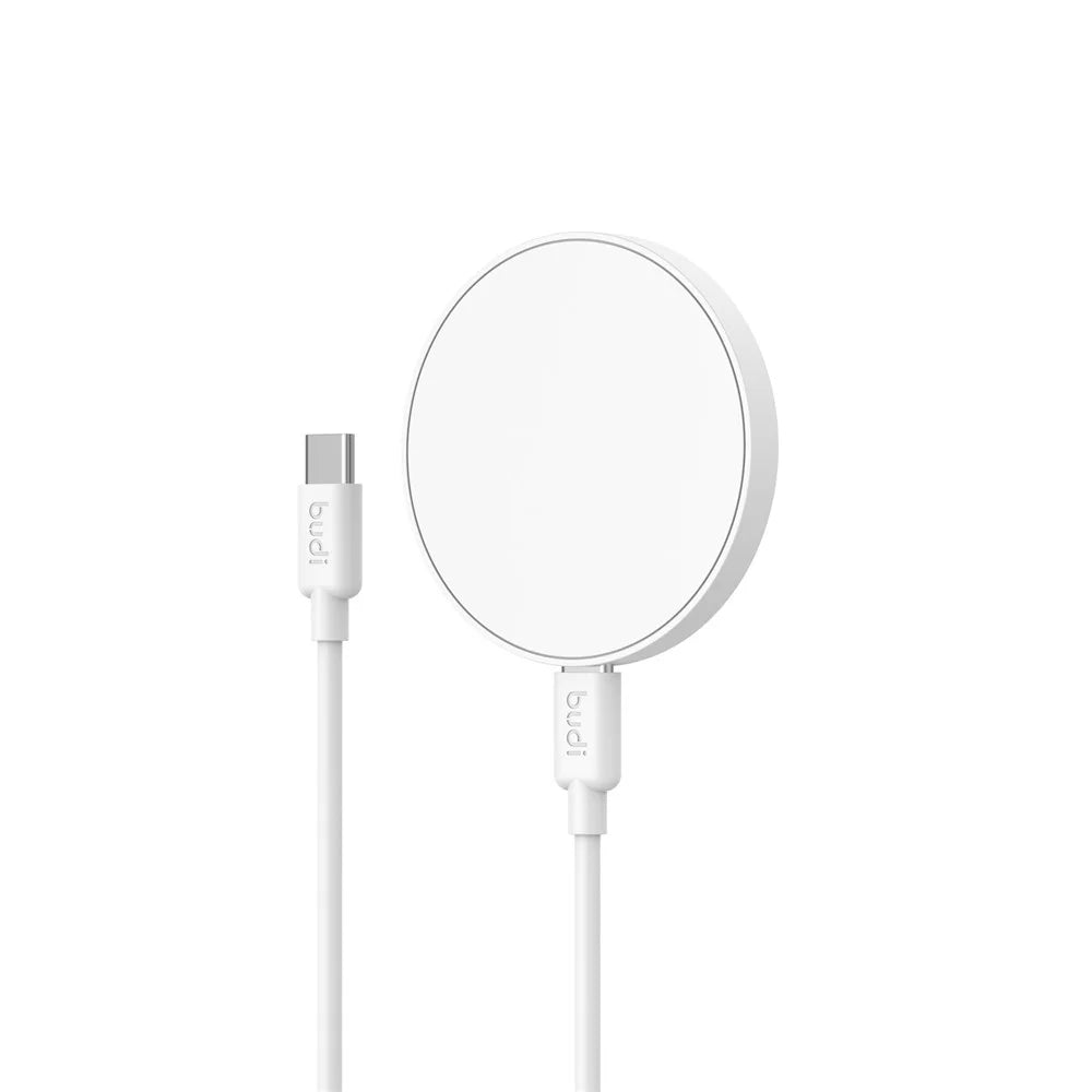 BUDI WL3700W Wireless Charger 15W Fast Charging Pad with 1.2m Detachable Cable / Ring Kickstand - 2