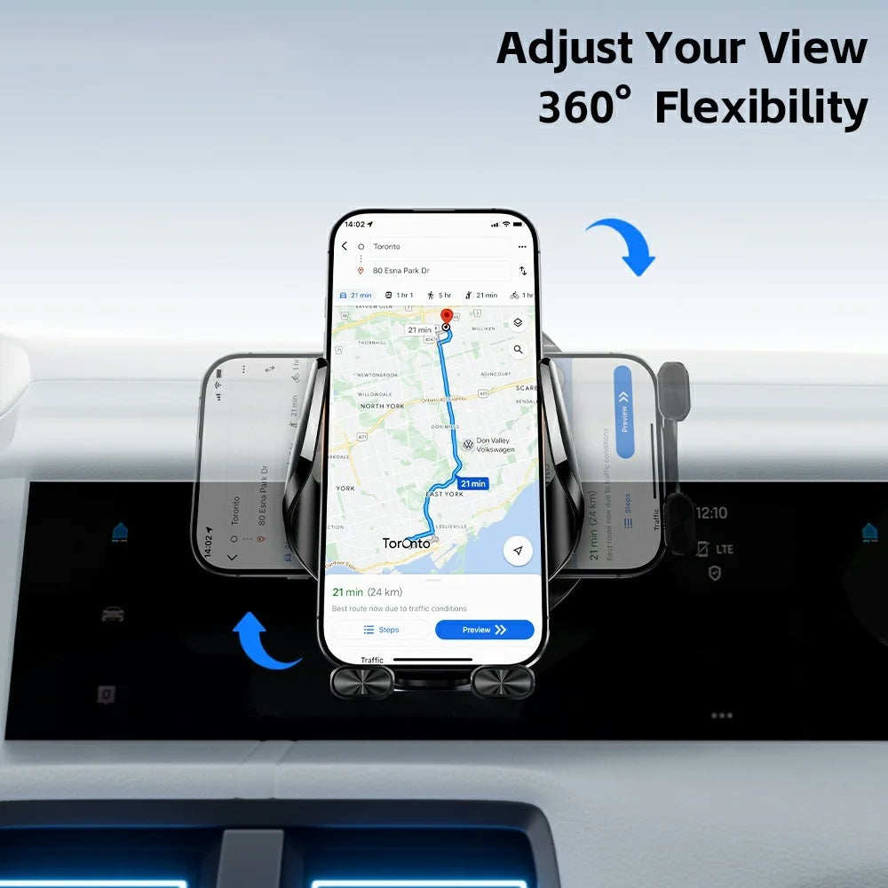 ESSAGER 15W Wireless Charger Car Mount Suction Cup Wireless Charger Stand 360° Rotation - Black - 5