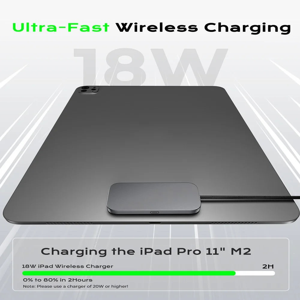 Magnetic Wireless Charger for iPad Air 11 (2025) / (2024) / Air (2022) / (2020) / Pro 11 (2022) / (2021) / (2020) / (2018) Fast Charging Pad with USB-C Cable Smart Connector - 7