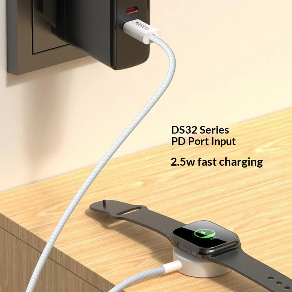 YESIDO DS33 1m 2.5W Fast Charging USB-A Cable for Apple Watch Magnetic Wireless Charger - White - 5