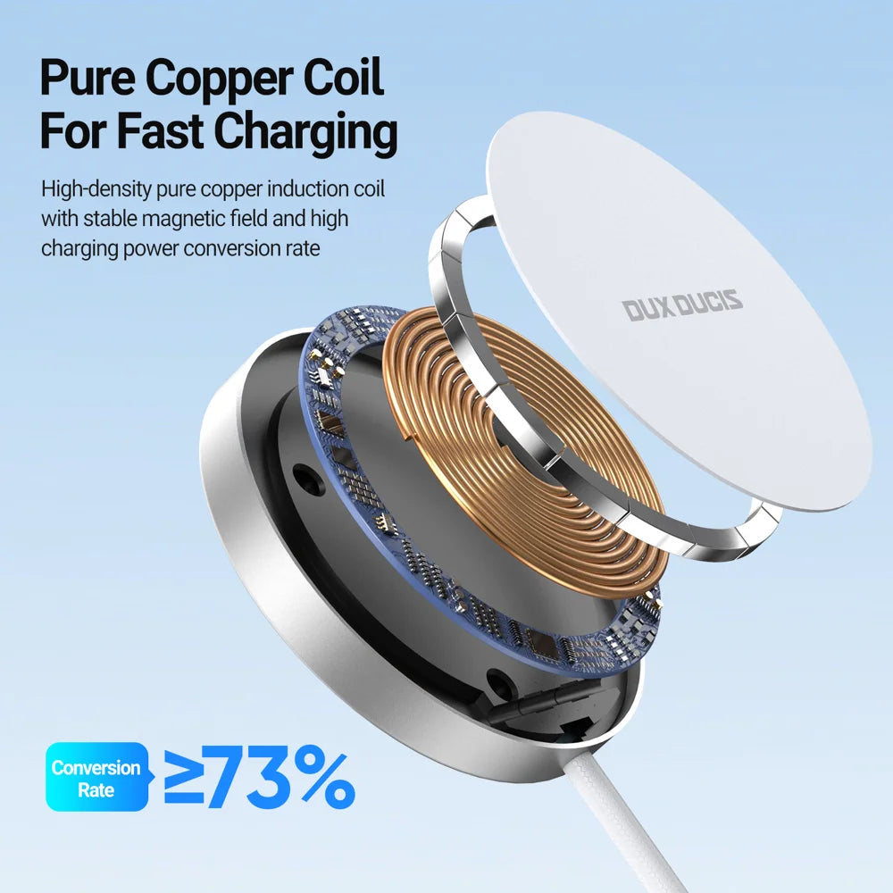 DUX DUCIS H1 Qi2.2 25W Magnetic Wireless Charger Pad H1 Qi2.2 25W Magnetic Wireless Charger Pad Qi 2.2 Fast Charger for iPhone 12-17 Series - White - 6