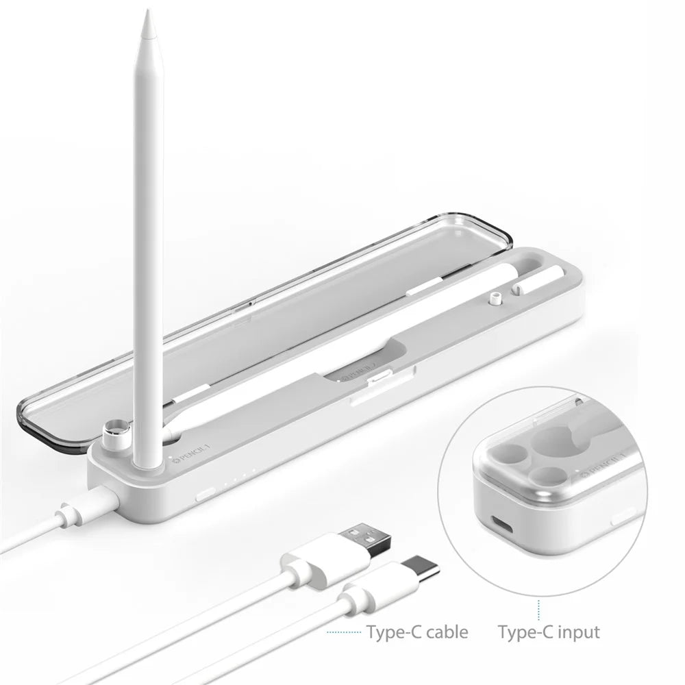 P2 2-In-1 Wireless Charging Box Carrying Case for Apple Pencil 2nd / 1st Generation, Storage Box Pen Holder with Lid - 2