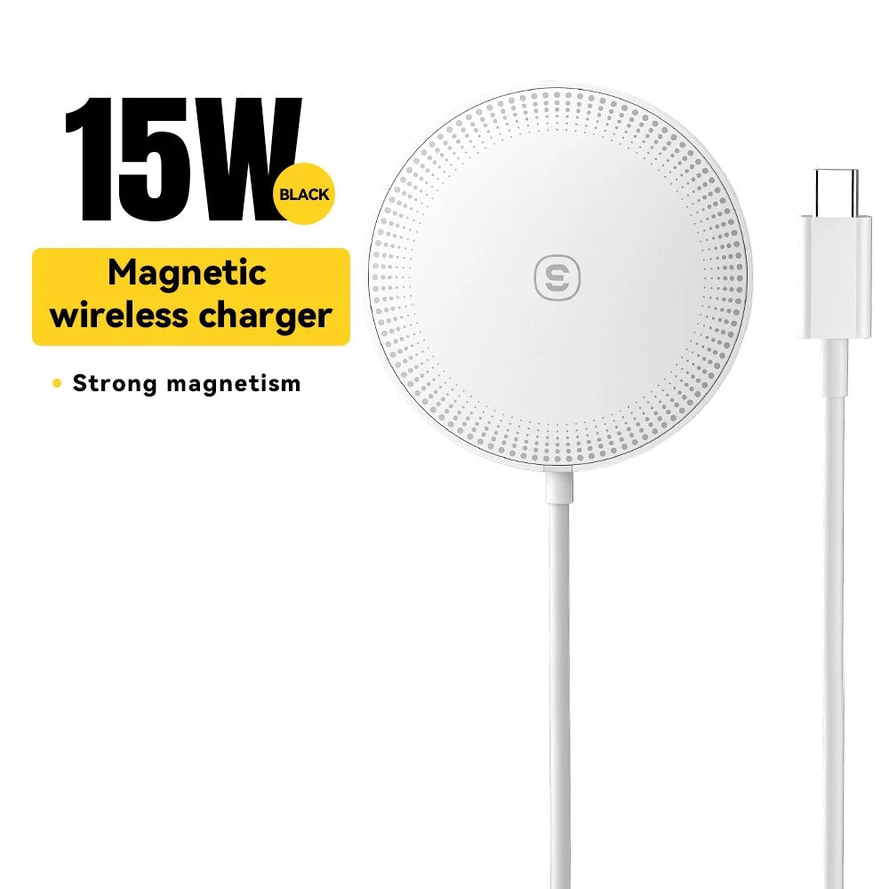 ESSAGER For iPhone 14 / 13 / 12 Series 15W ABS Magnetic Wireless Charger Phone Charging Pad - White - 2
