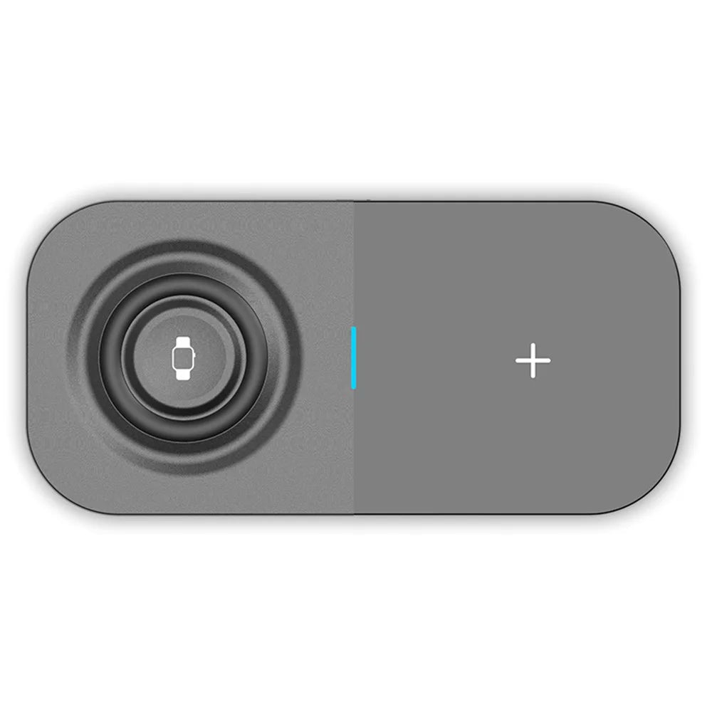 T2A 2-in-1 15W Wireless Charging Station for Apple Watch Series, Mobile Phone Wireless Charger - Black - 3