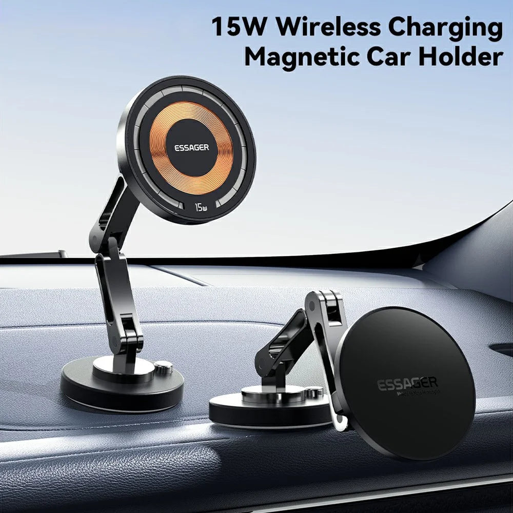 ESSAGER Wireless Charging Car Magnetic Phone Holder Adhesive Dashboard Cell Phone Bracket - 2