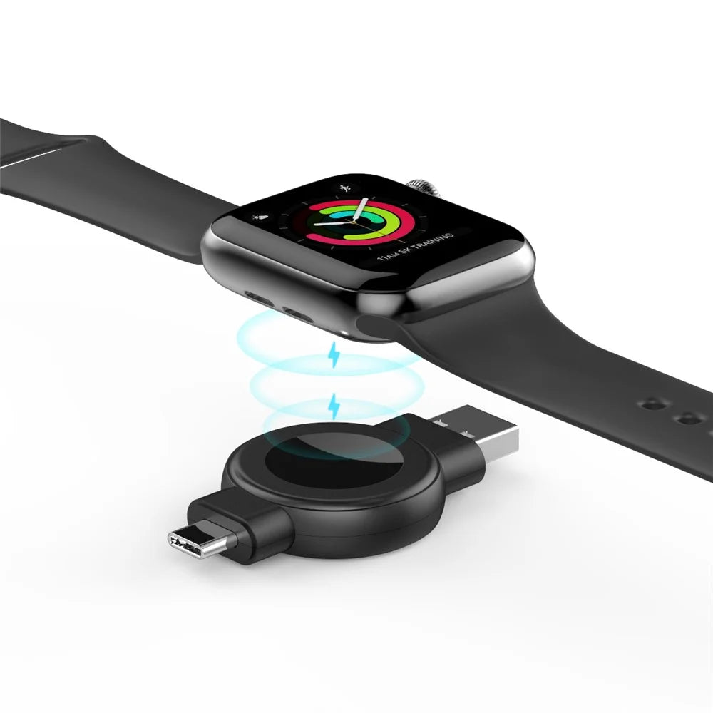 X512 For Apple Samsung Universal Watch Charger Mini Magnetic Wireless Charging Pad with Type-C+USB Plug - Black - 2