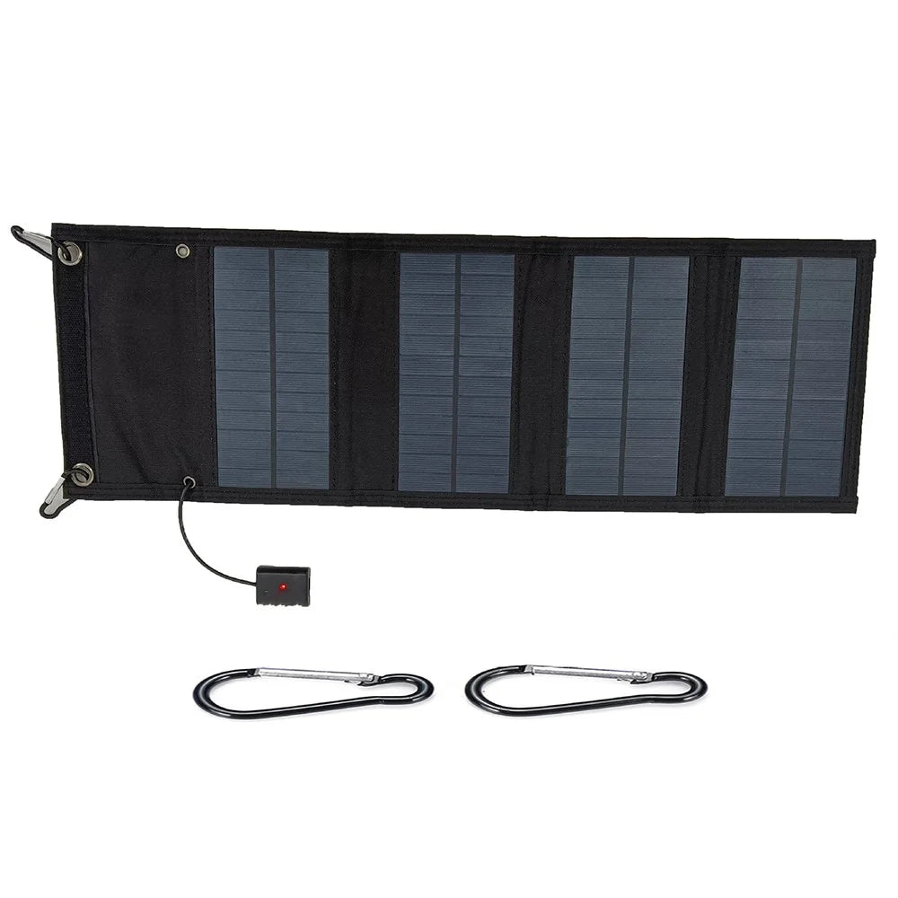 10W 4 Foldable Solar Panel Waterproof Portable Solar Charger with Carabiner for Outdoor Camping, Hiking - 1