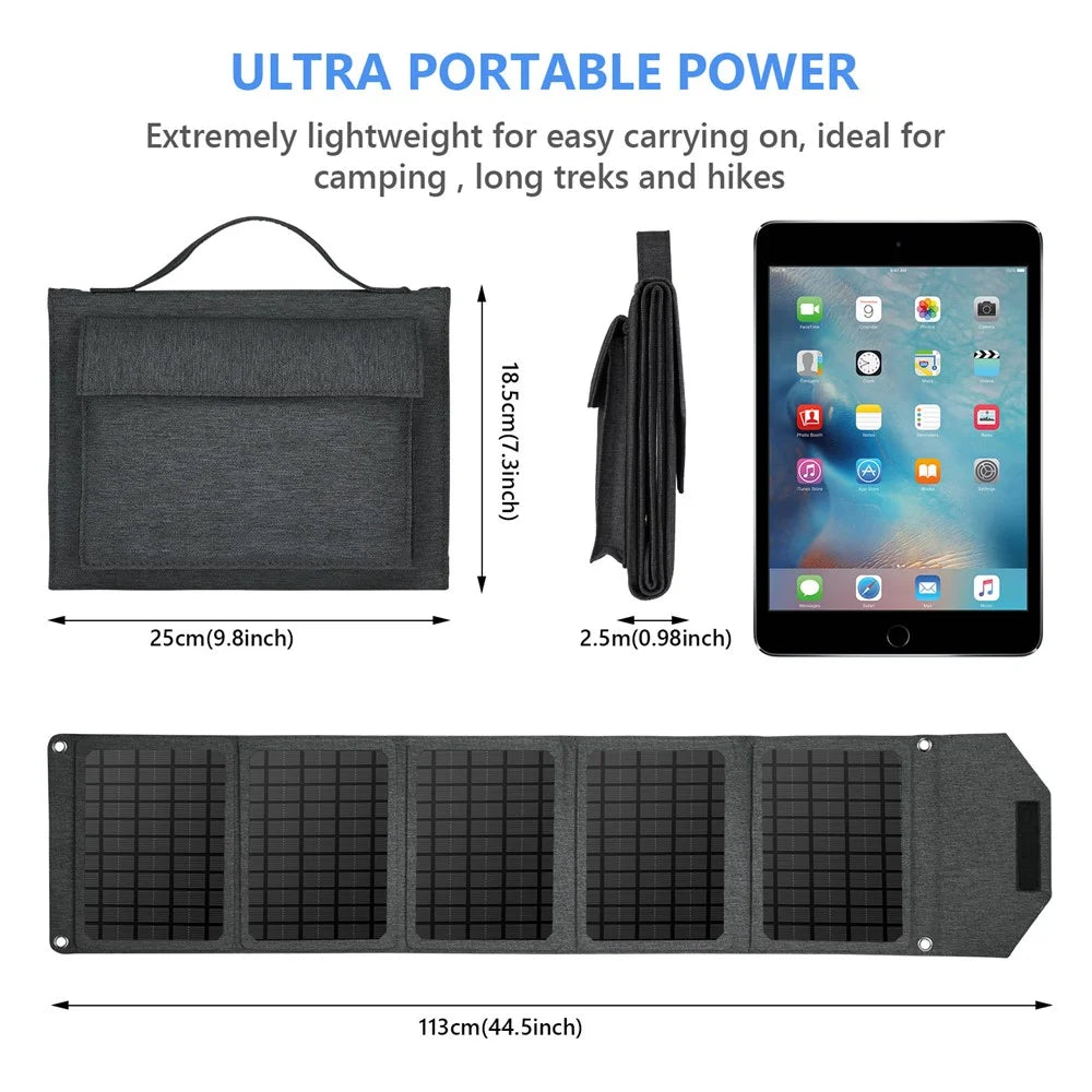 30W Foldable Solar Panel Dual USB 5-Folding Solar Panel Charger for Mobile Phone Camping Hiking - 5