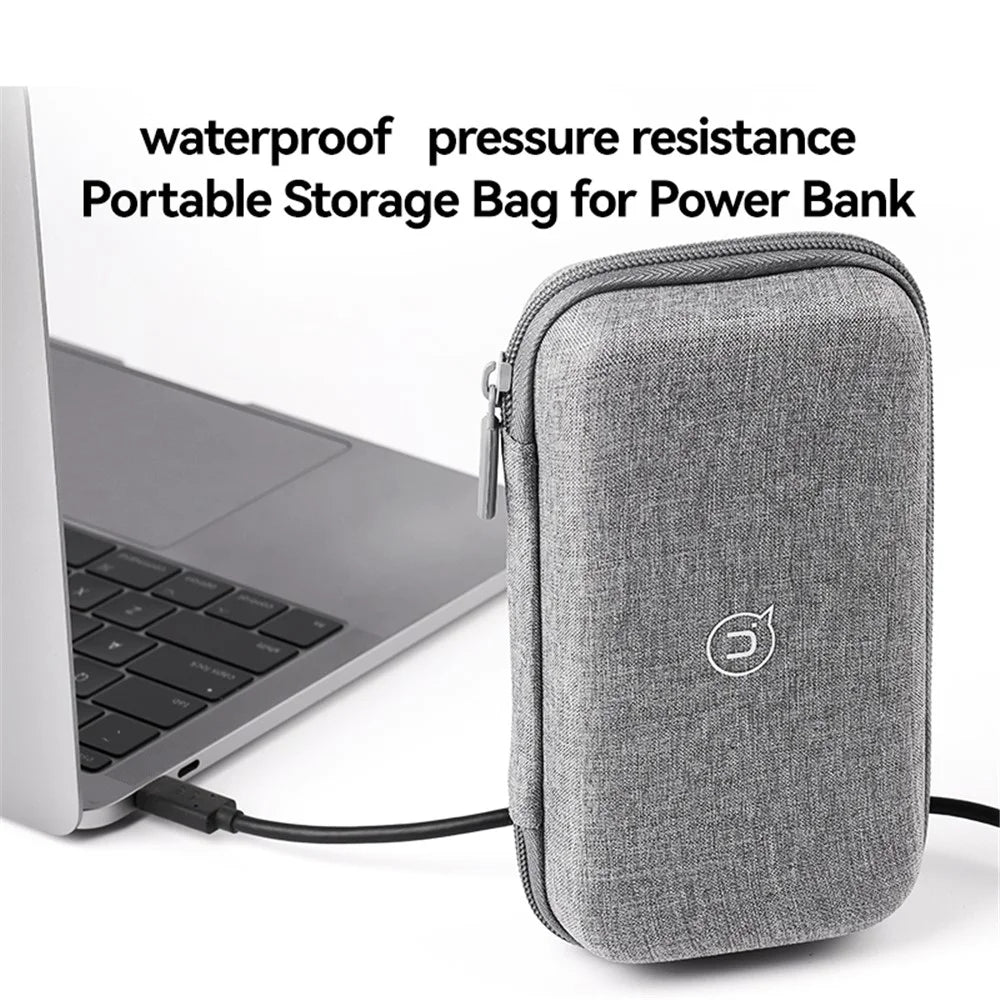 USAMS US-ZB263 EVA Hard Shell Power Bank Carrying Case Cable U-Disk Charger Storage Bag - Grey - 2
