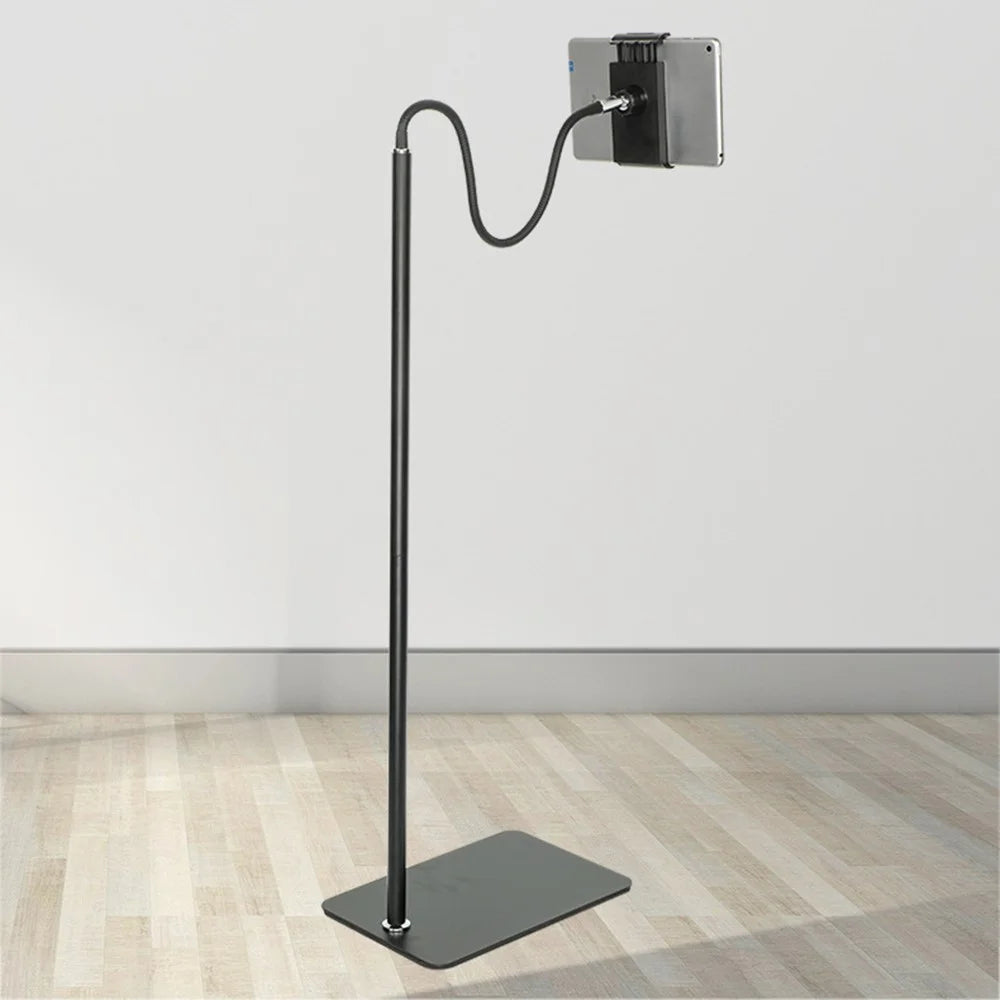 175cm Tablet Floor Stand Cell Phone Holder with Flexible Gooseneck Stable Base 360 Degree Rotating Mobile Phone Lazy Bracket Compatible with iPhone iPad for Live Streaming - 2